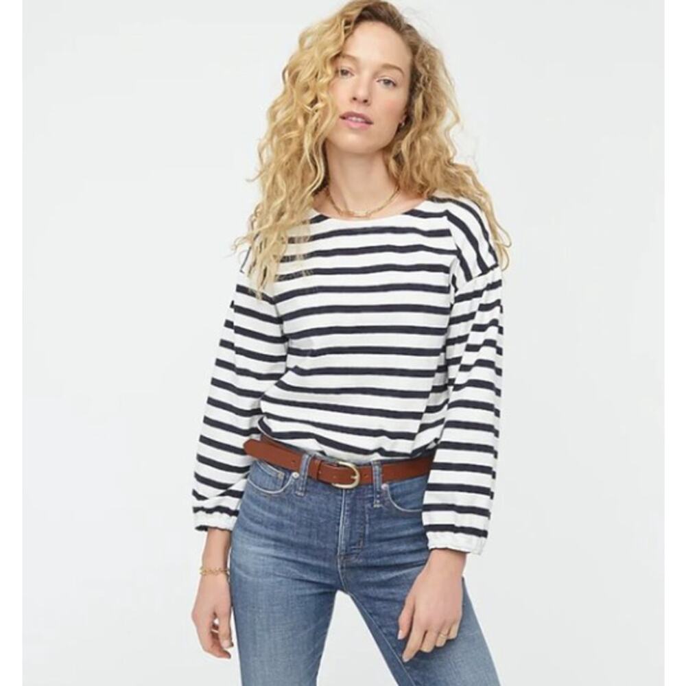 J. Crew Mariner cloth puff-sleeve striped top AW129 // S - Picture 9 of 10